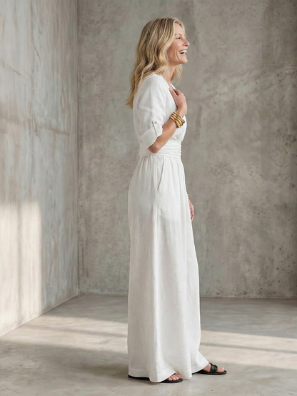 Women's V-Neck Wrap Maxi Jumpsuit