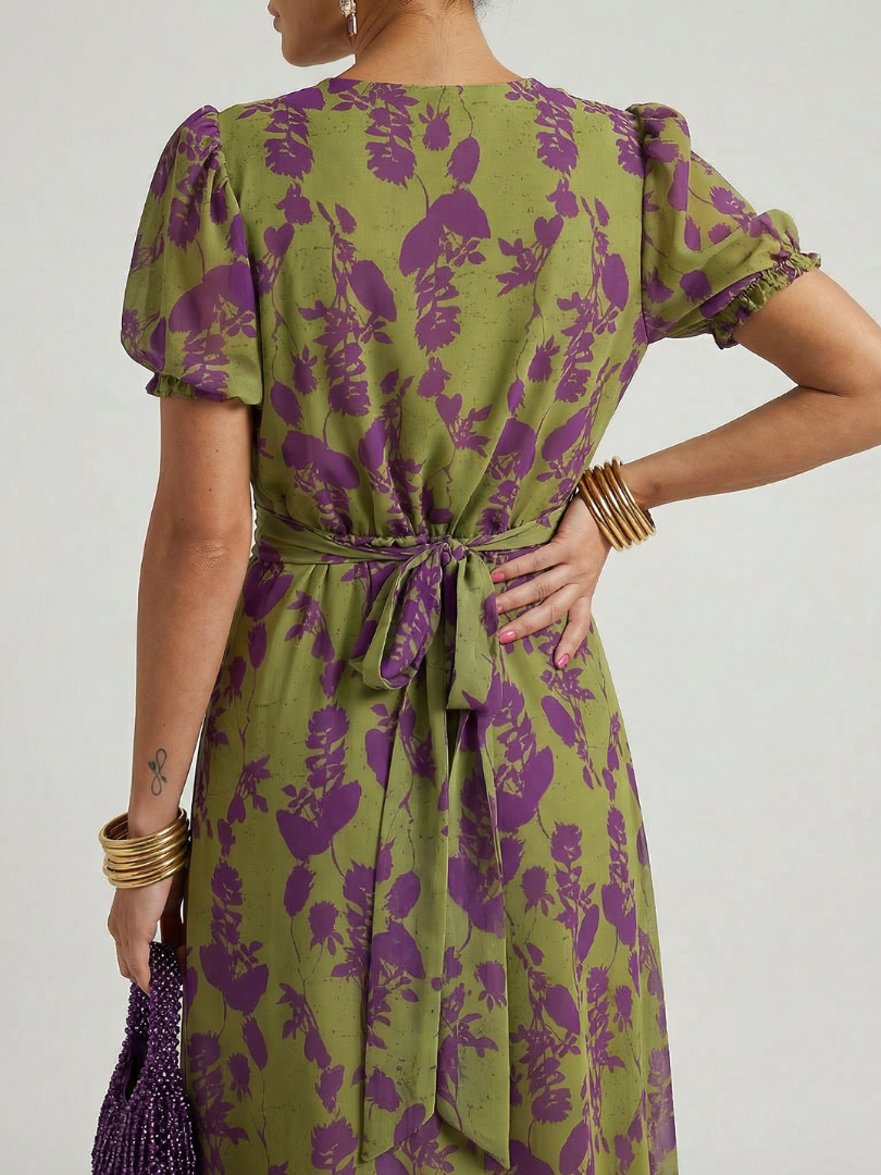 Women's V-Neck Wrap Midi Dress