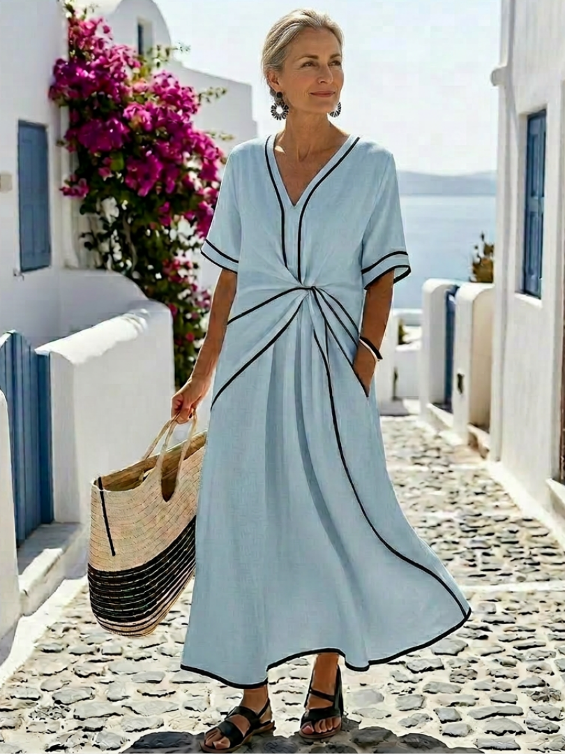 Women's V-Neck Wrap Midi Dress
