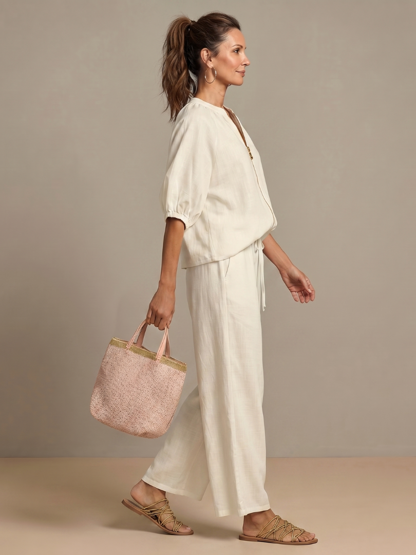 Women's Zippered Puff Sleeve Set