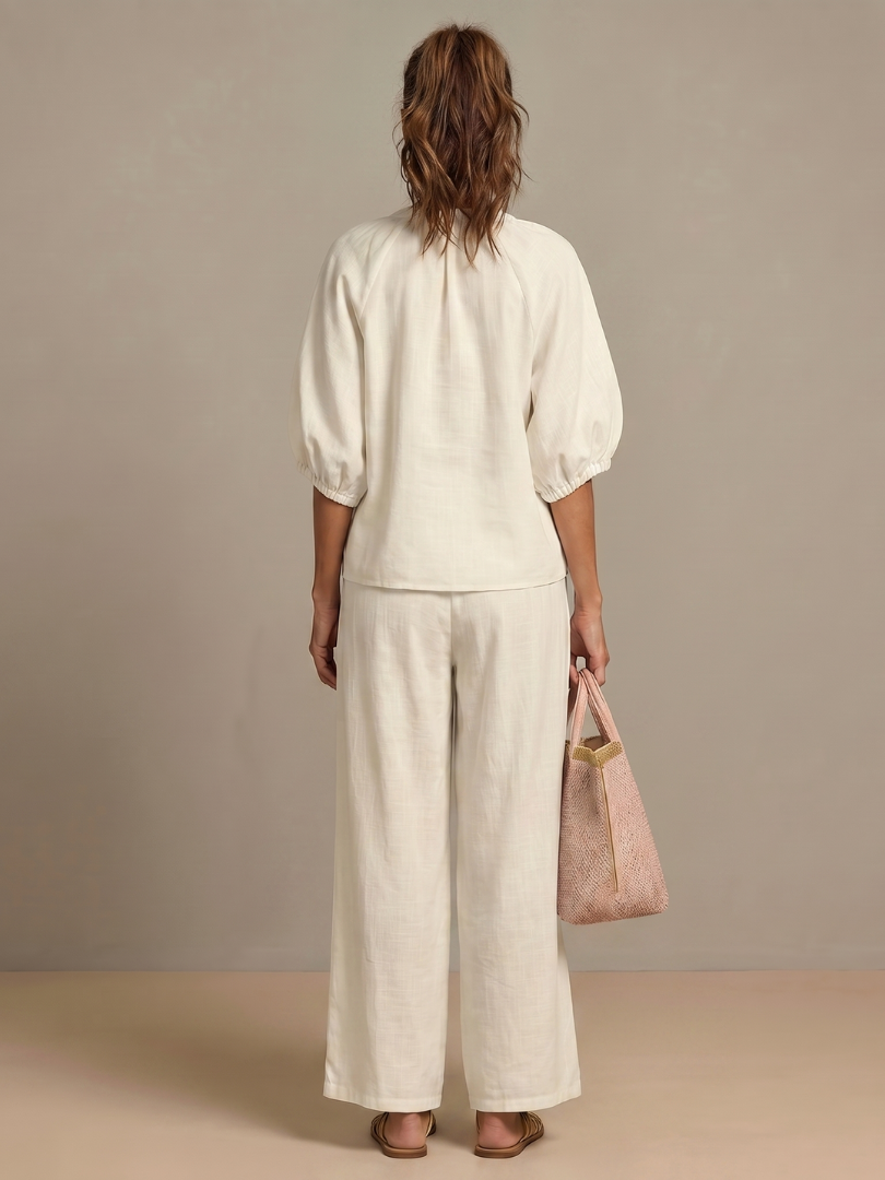 Women's Zippered Puff Sleeve Set