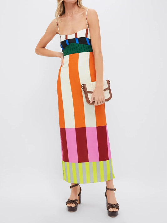 Theresa | Vibrant Geometric Striped Maxi Dress - Image 1