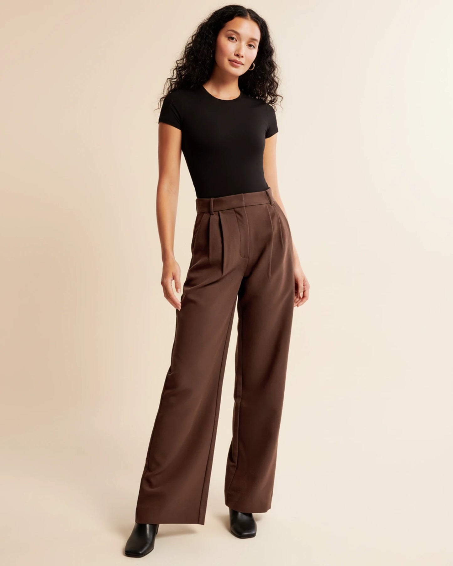 Zara | High Waist Pleated Leg Trousers with Tailored Fit