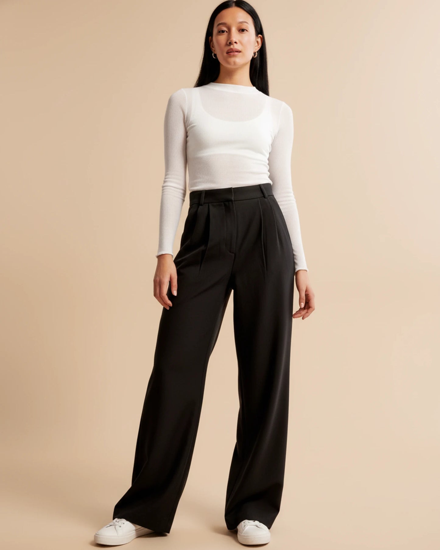 Zara | High Waist Pleated Leg Trousers with Tailored Fit