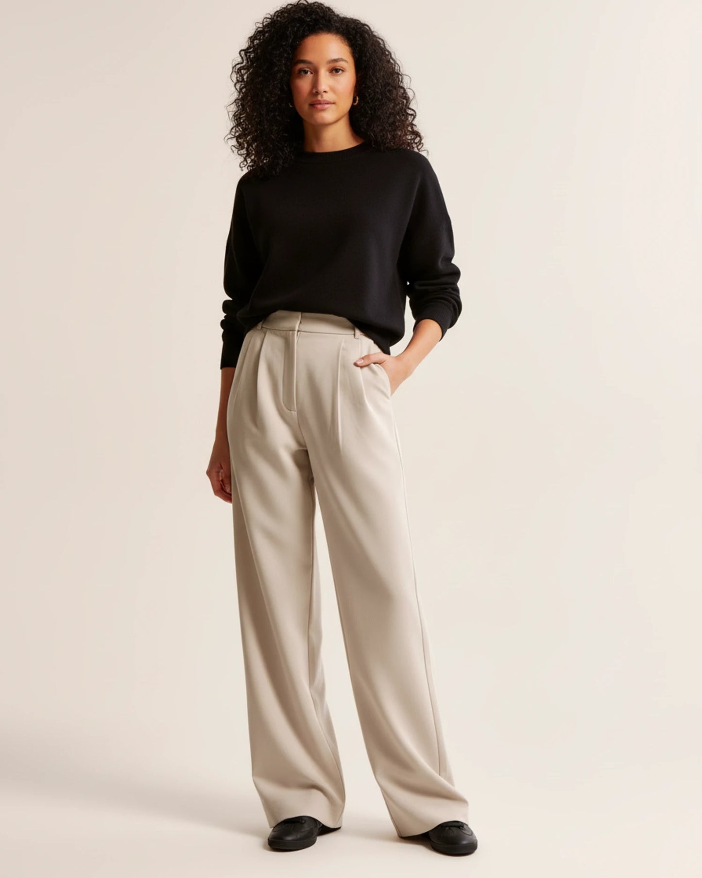Zara | High Waist Pleated Leg Trousers with Tailored Fit